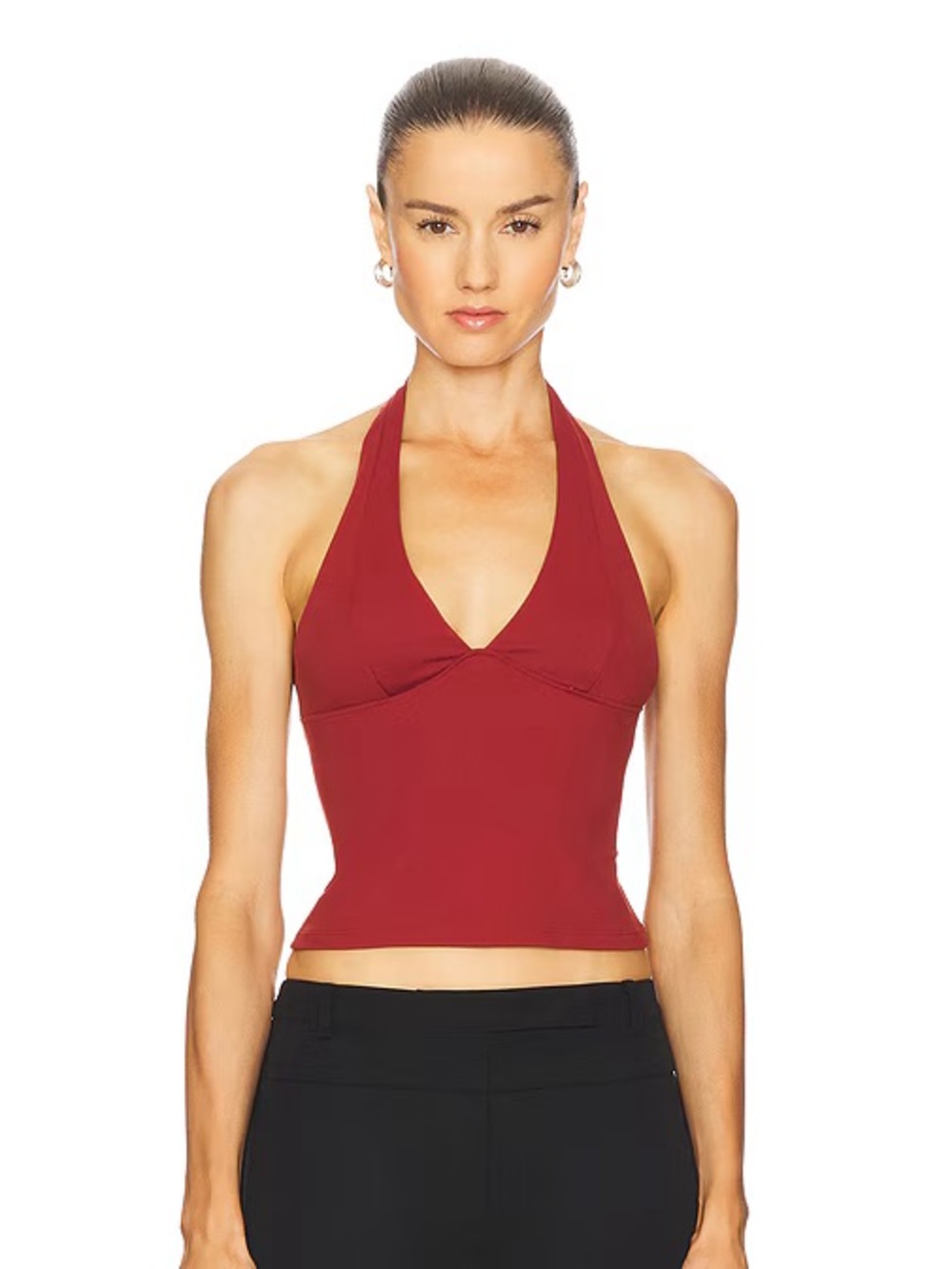 FREE PEOPLE Halter V-Neck Tank Top - Red XS NWT